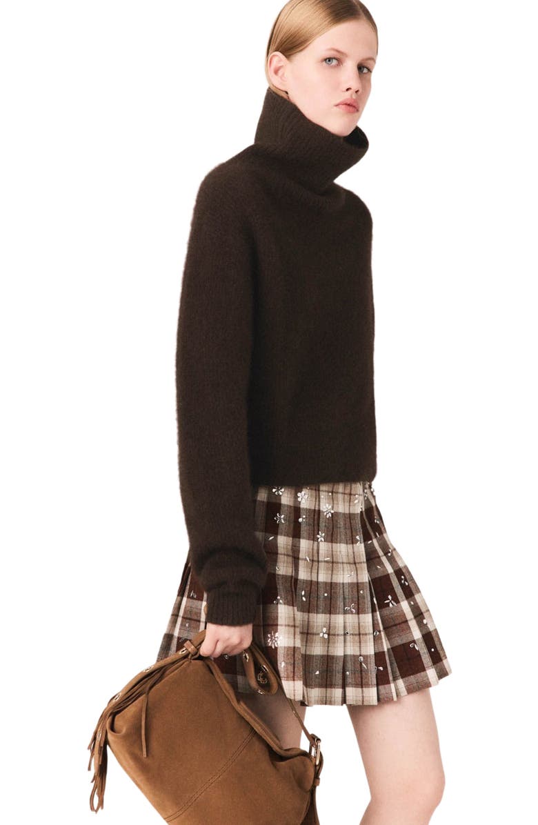 maje Yak blend roll-neck sweater, Alternate, color, Dark Brown