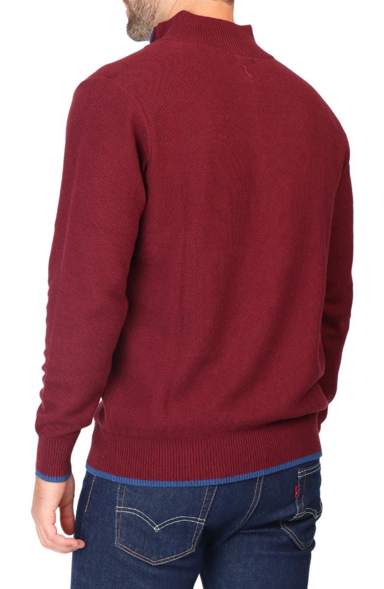 TailorByrd Waffle Knit Quarter Zip Sweater, Alternate, color, Burgundy