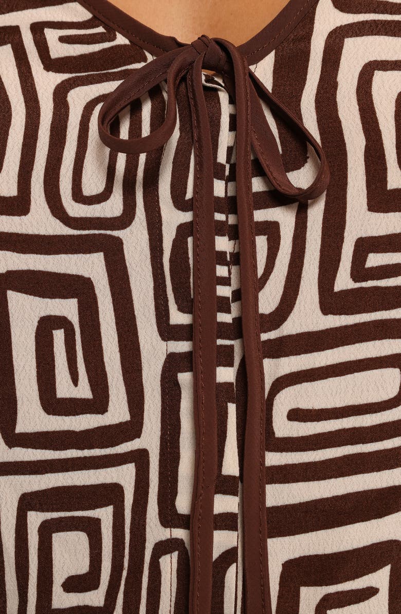 Petal & Pup Imogen Abstract Print Long Sleeve Top, Alternate, color, Chocolate Brown Print