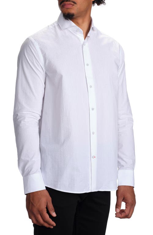Studio Garnet Los Angeles Seaside Cotton Seersucker Button-up Shirt In White