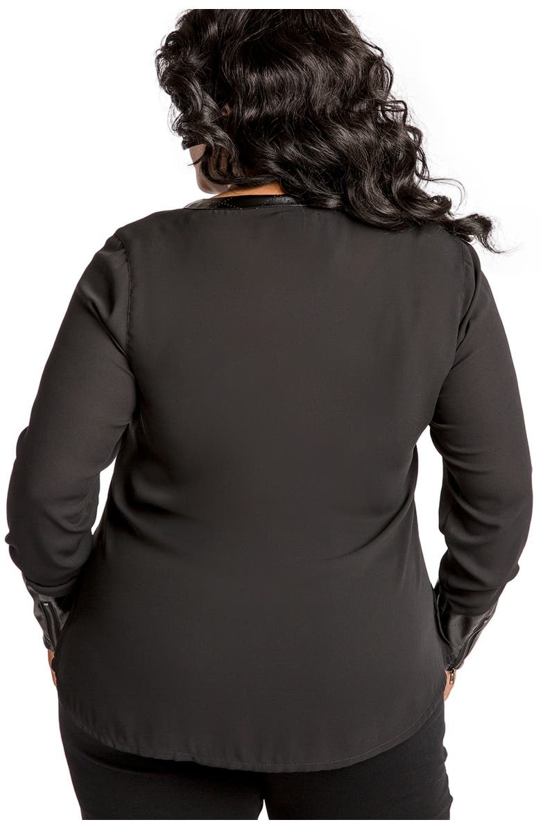 Poetic Justice Sheer Faux Leather Blouse, Alternate, color,