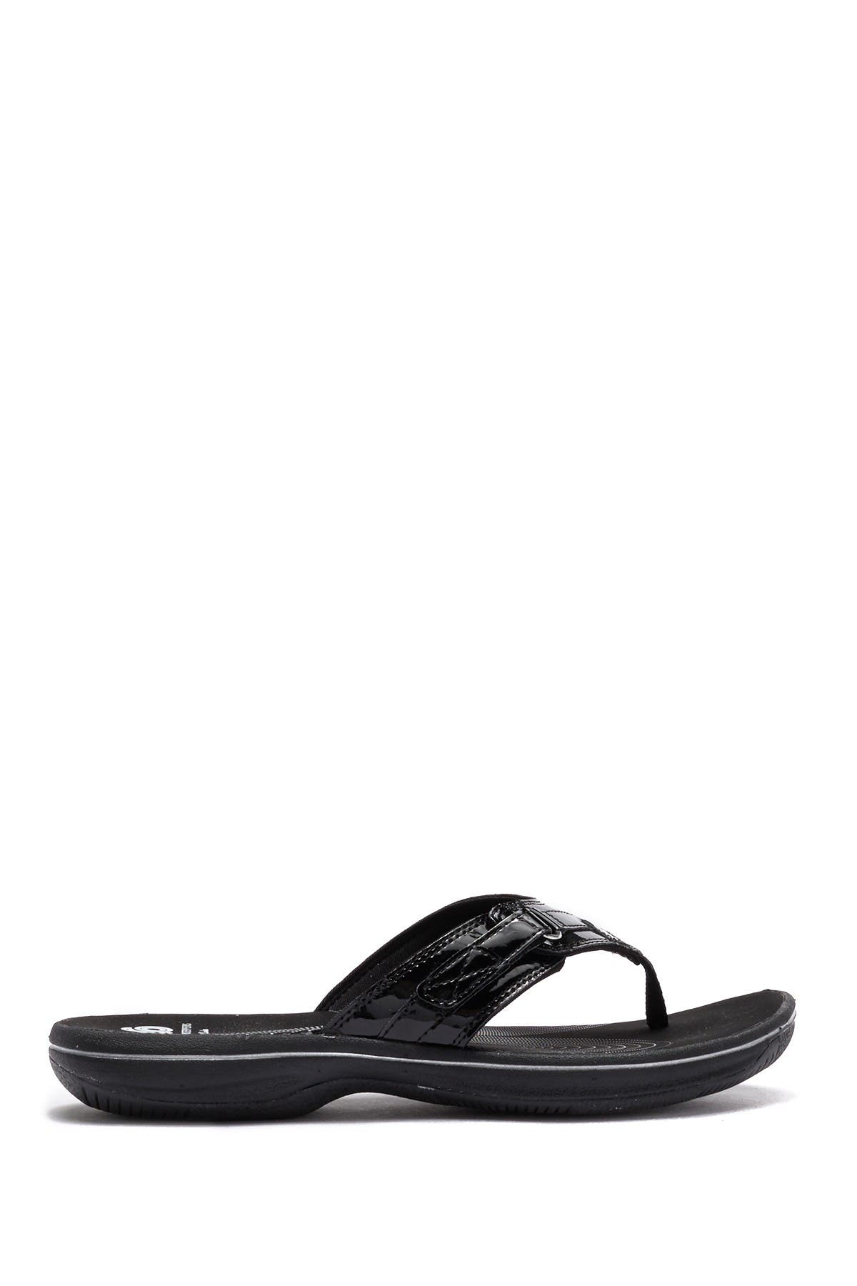 Clarks<sup>®</sup> Breeze Sea Thong Sandal, Alternate, color, Black Pat