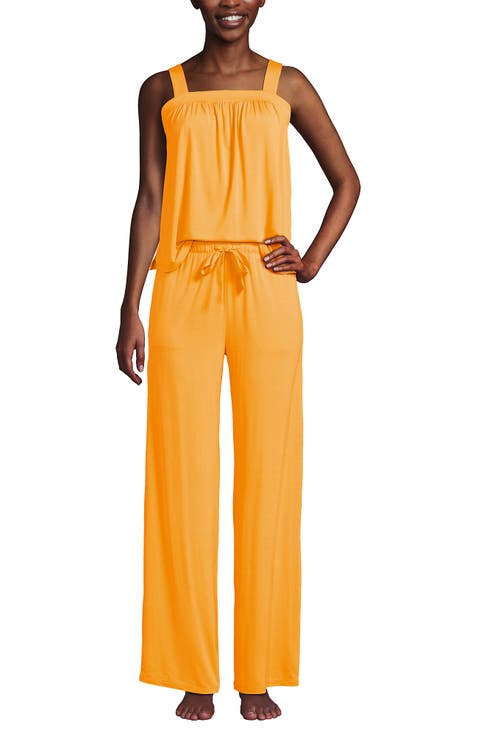 Cooling 2 Piece Pajama Set - Sleeveless Square Neck Top and Pants