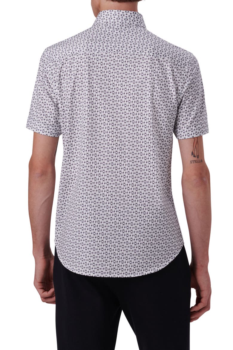 Miles OoohCotton® Geo Print Short Sleeve Button-Up Shirt, Alternate, color, CEMENT
