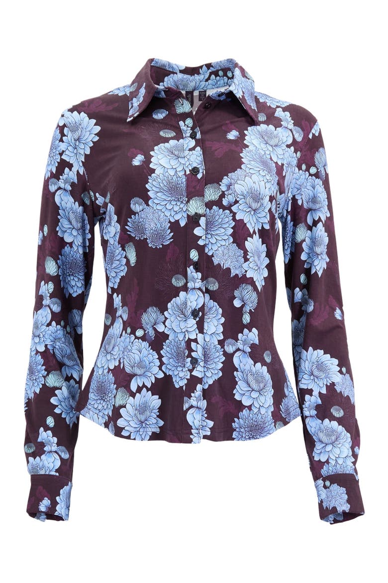 Stephanie Stretch Knit Shirt, Alternate, color, Serious Floral Plum