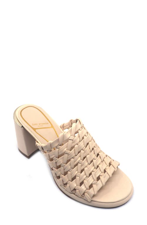 Kenneth Cole Solara Leather Woven Heel Sandal In Cream Leather