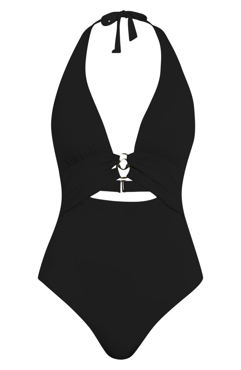 La Blanca Island Goddess Plunge One-Piece Swimsuit, Alternate, color, 