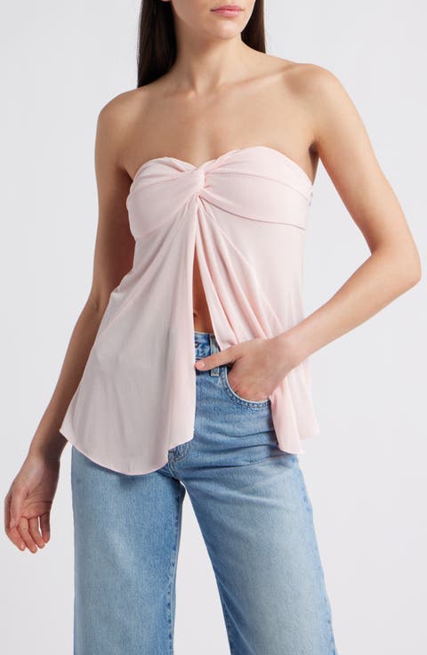 Call Me Later Split Front Strapless Top