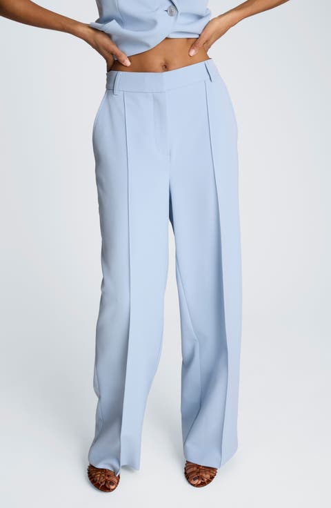 High Waist Pintuck Wide Leg Pants