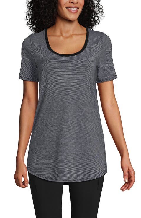 Short Sleeve Power Performance Scoop Neck Curved Hem Tunic Tee