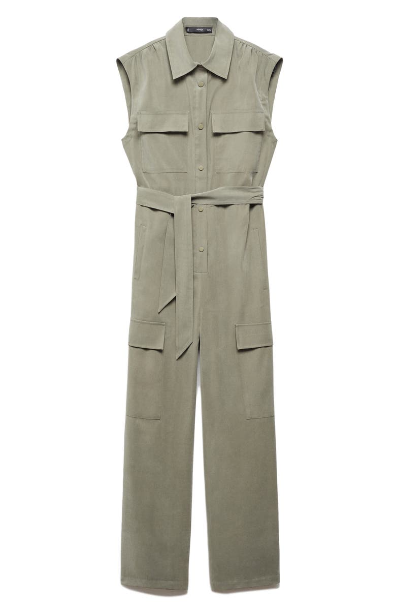 MANGO Sleeveless Cargo Jumpsuit, Alternate, color, 