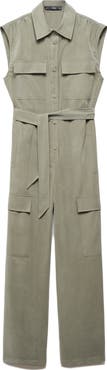 MANGO Sleeveless Cargo Jumpsuit