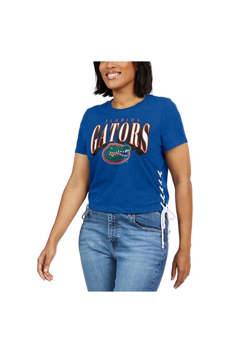 WEAR by Erin Andrews Women's WEAR by Erin Andrews Royal Florida Gators Side Lace-Up Modest Crop T-Shirt, Alternate, color, Royal