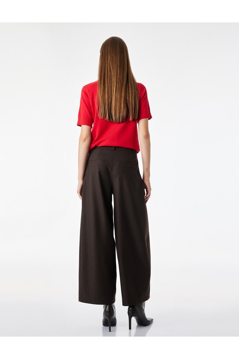 Mid Rise Wide Leg Tailored Trousers, Alternate, color, BROWN