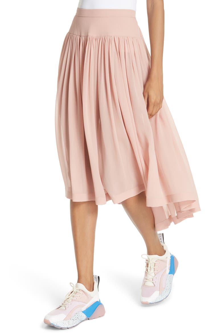 Andrea Gathered Silk Midi Skirt, Alternate, color, BRANDY ROSE