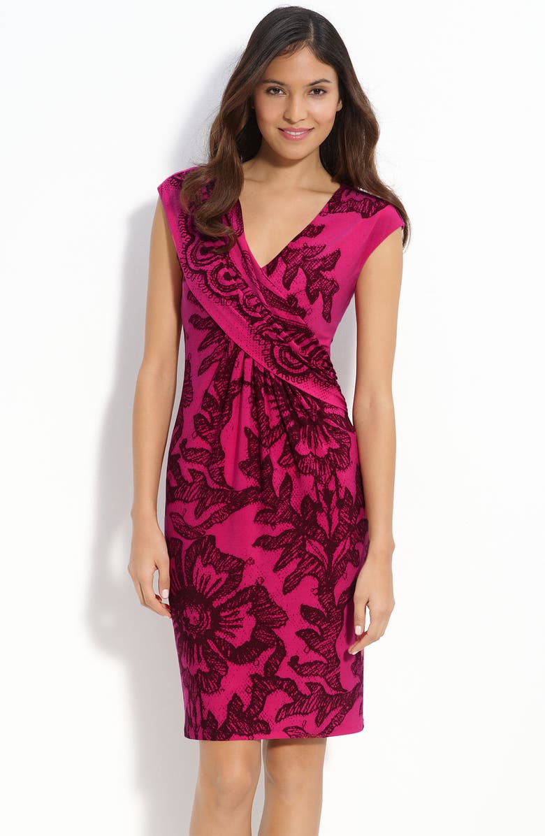 Donna Morgan Cross Bodice Jersey Sheath Dress, Main, color, 