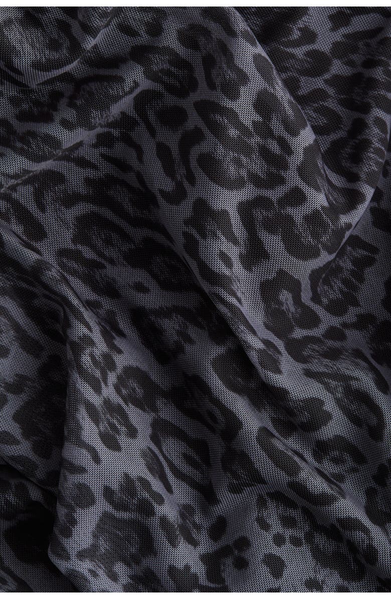 H&M Draped Mesh Top, Alternate, color, Black/Leopard Print