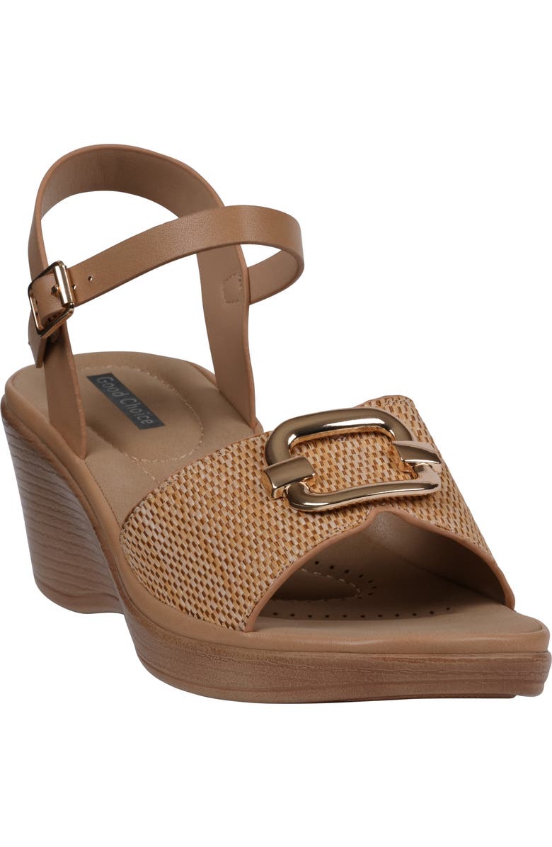 GC SHOES Fia Buckle Wedge Sandal, Main, color, Natural