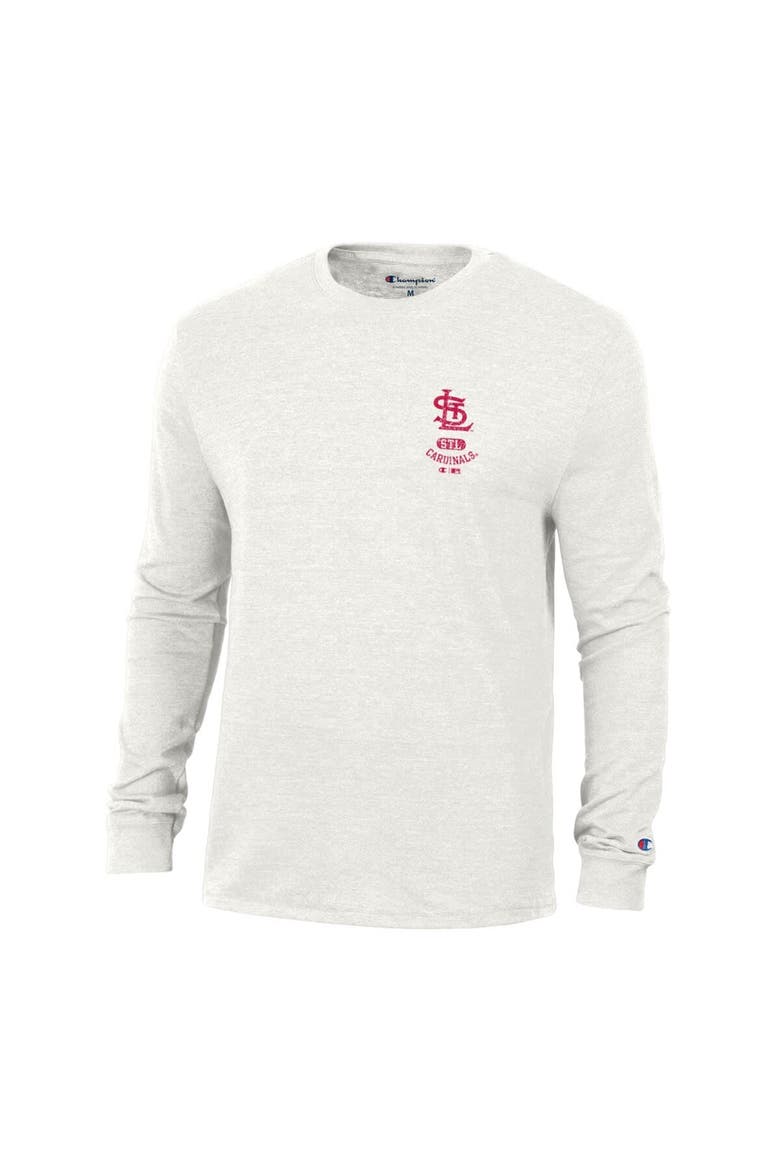 Men's Champion White St. Louis Cardinals Cooperstown Winning Tradition Tri-Blend Long Sleeve T-Shirt, Main, color, White