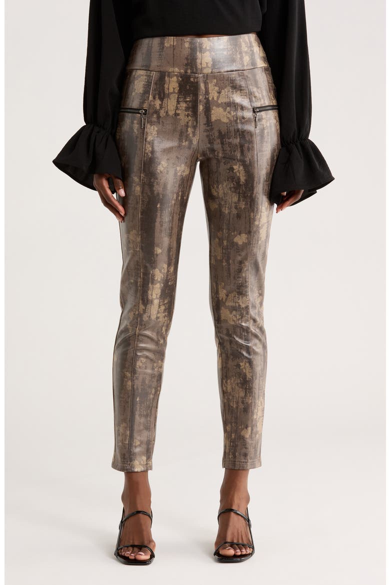Zip Detail Print Leggings, Main, color, TAUPE
