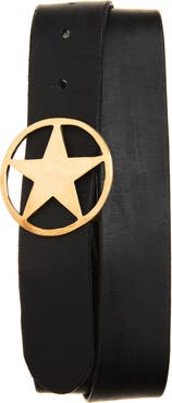 Rodeo Work Wear Brass Star Buckle Leather Belt