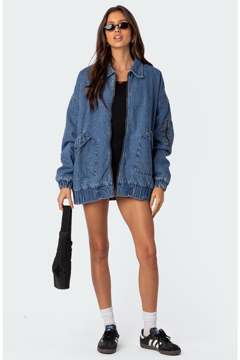 Sophie Oversize Denim Jacket, Alternate, color, BLUE-WASHED