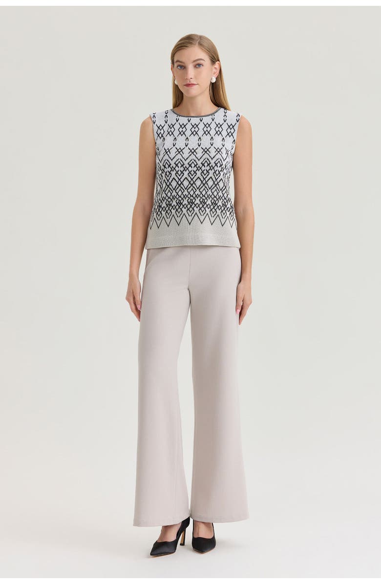 Ming Wang Diamond Jacquard Knit Tank, Alternate, color, Limestone/Black/White