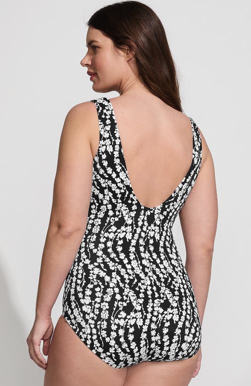 Lands' End Tugless Low Leg One Piece Swimsuit In Black