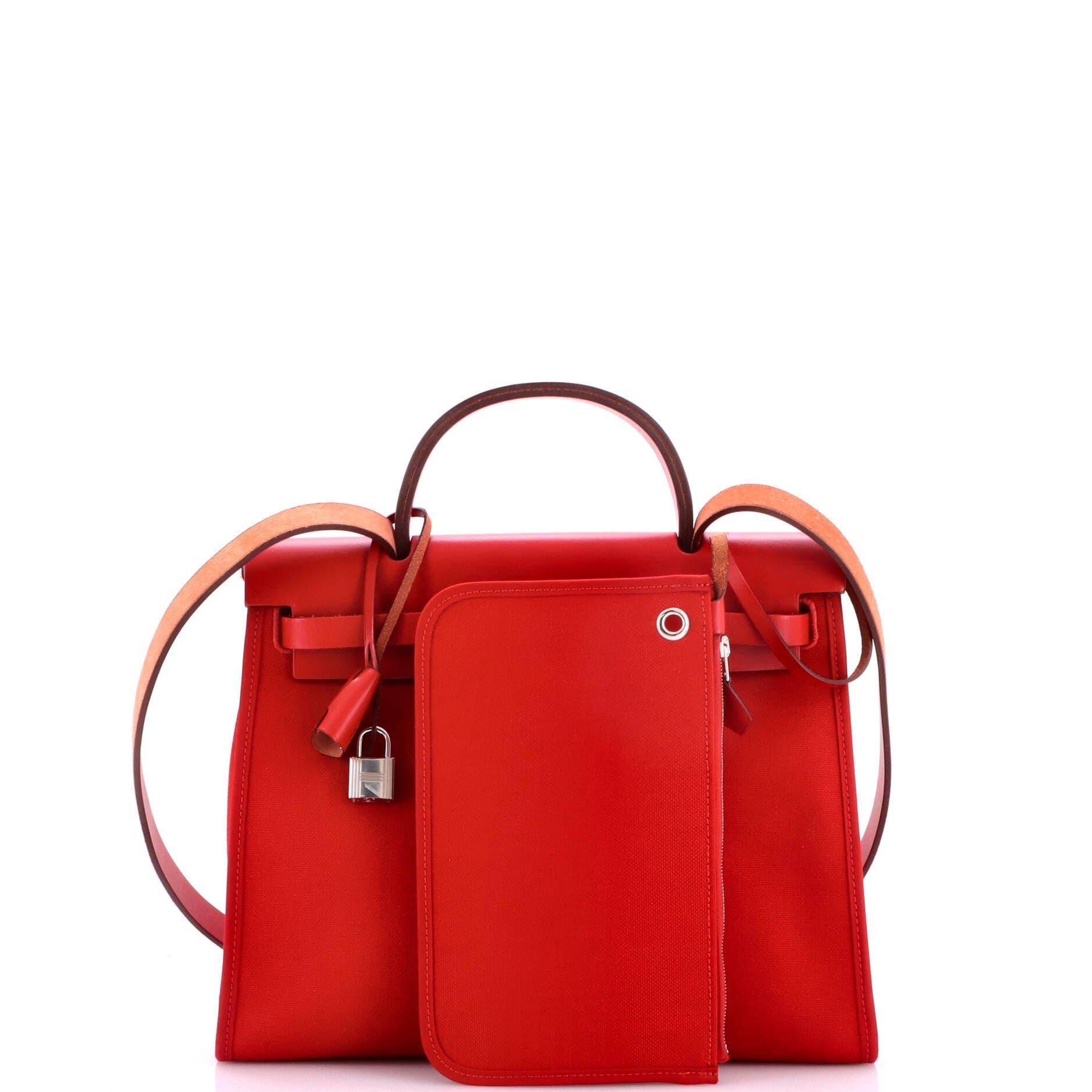 Herbag Zip Leather and Toile 31, Alternate, color, Red