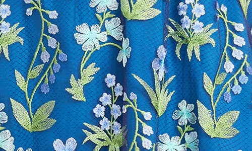 Maggy London Embroidered Flutter Sleeve Dress In Blue/green