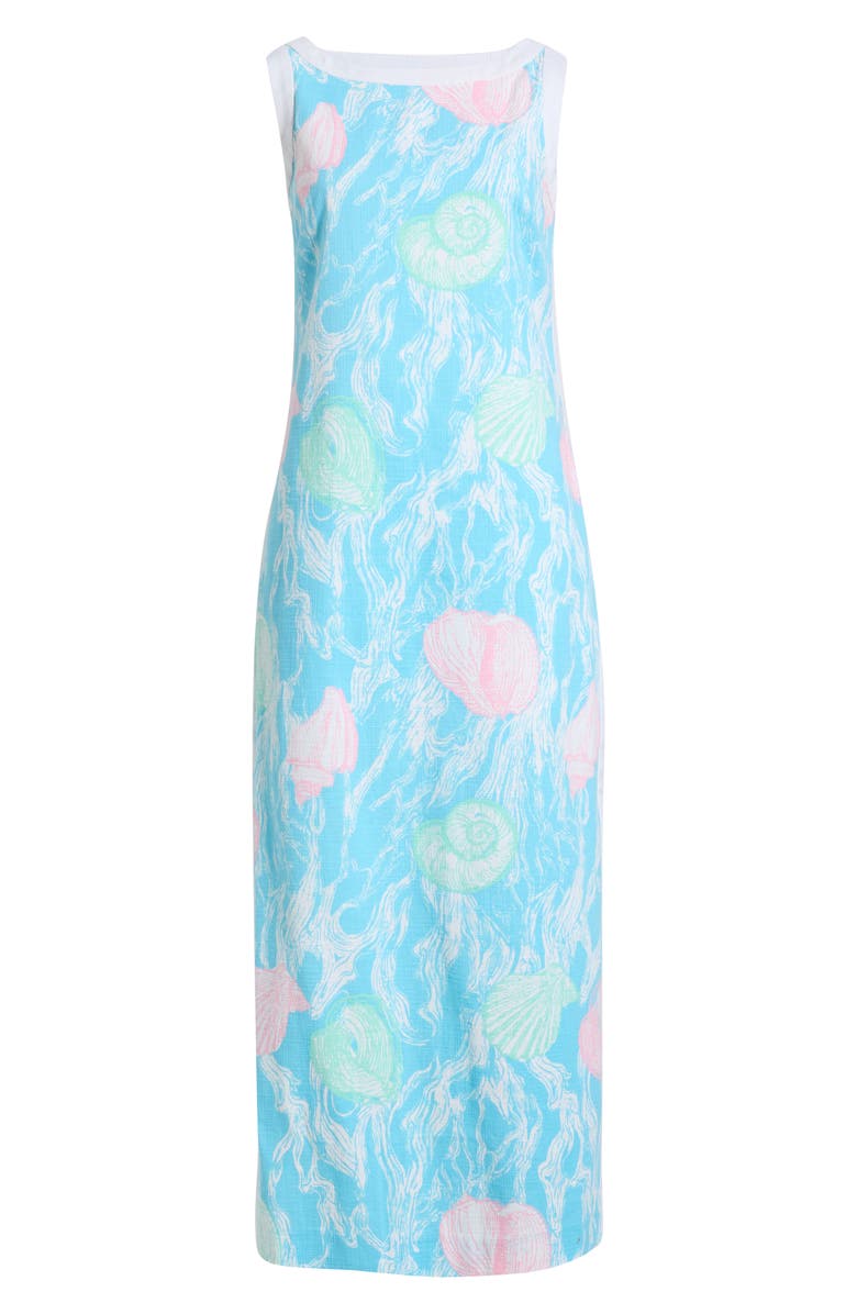 Lilly Pulitzer<sup>®</sup> Eleanora Print Sleeveless Maxi Dress, Main, color, Capri Blue Oversized Shelden