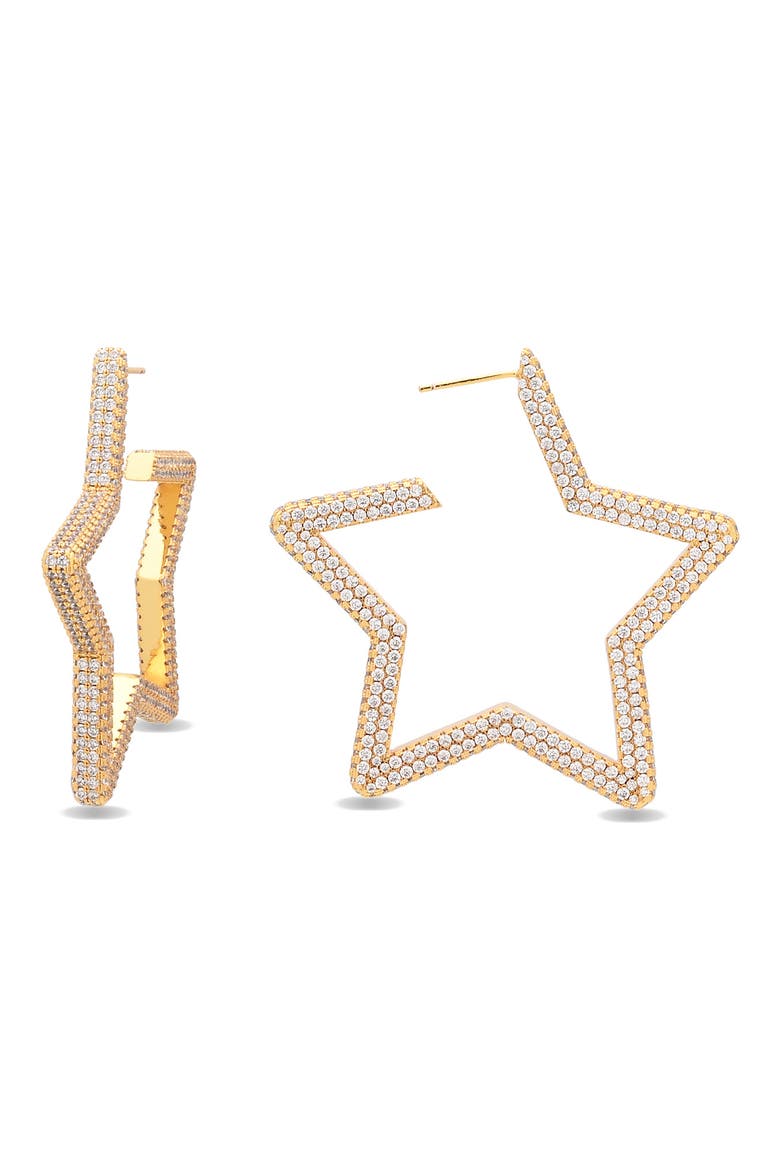 Celine Star Hoop Earrings, Main, color, GOLD
