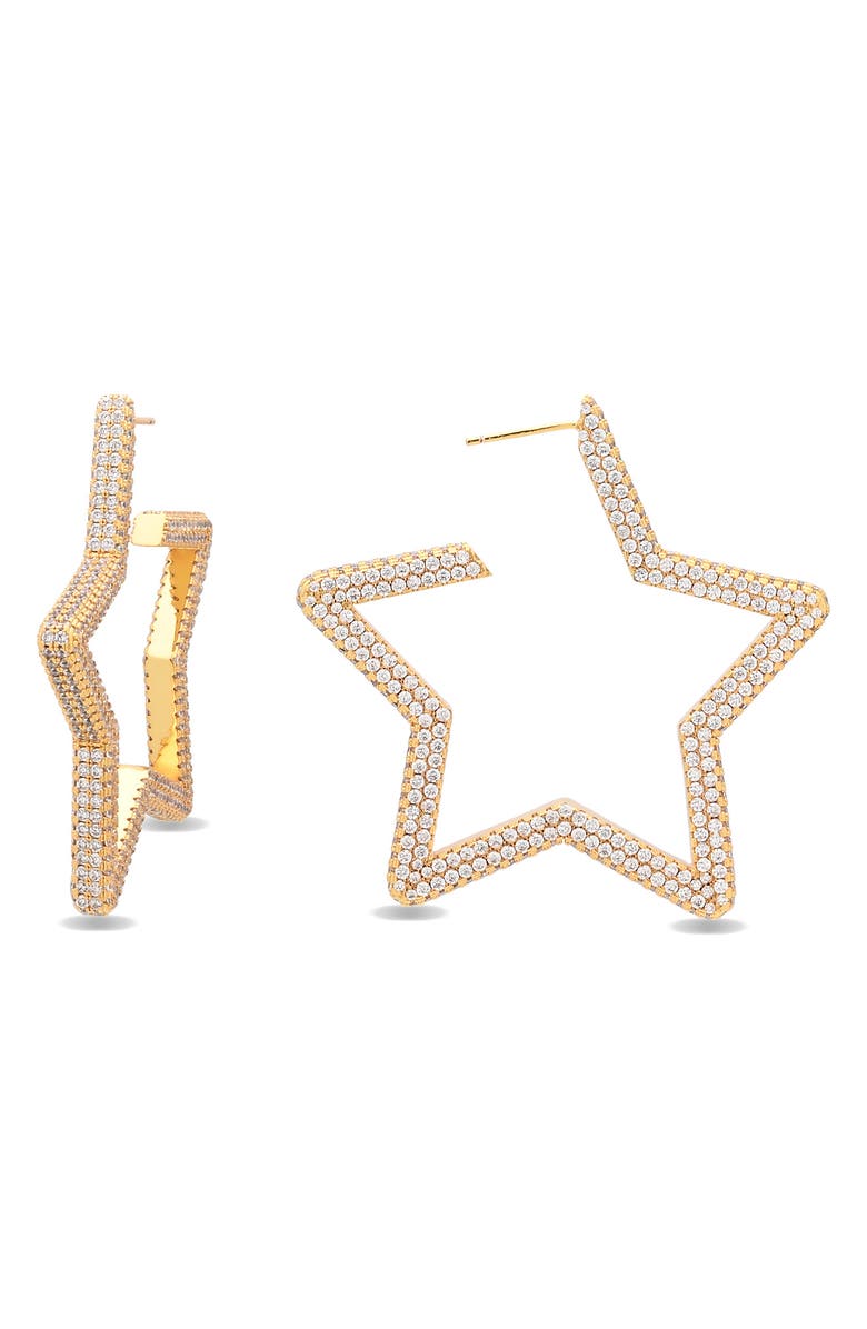 EYE CANDY LOS ANGELES Celine Star Hoop Earrings, Main, color, Gold