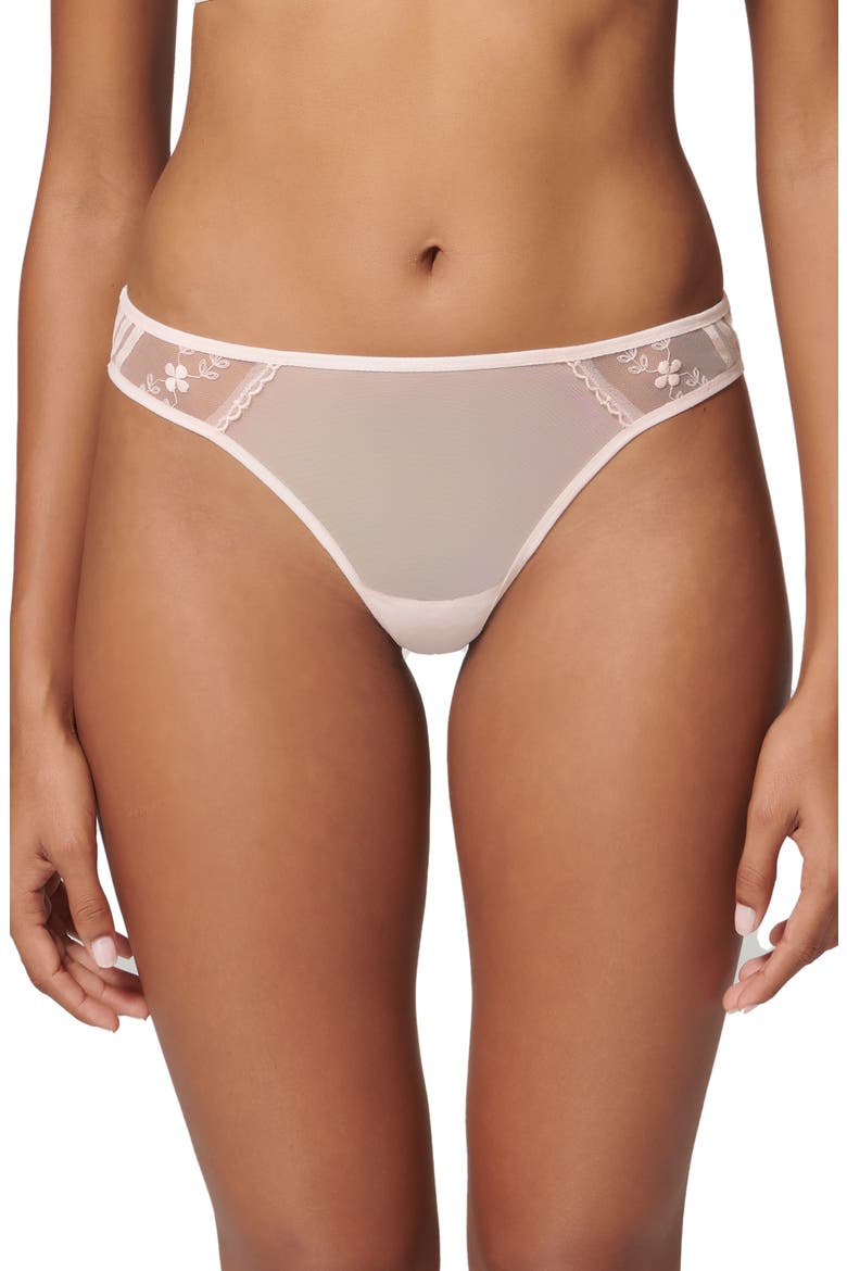 Marthe Embroidered Mesh Tanga, Main, color, PETAL POWDER