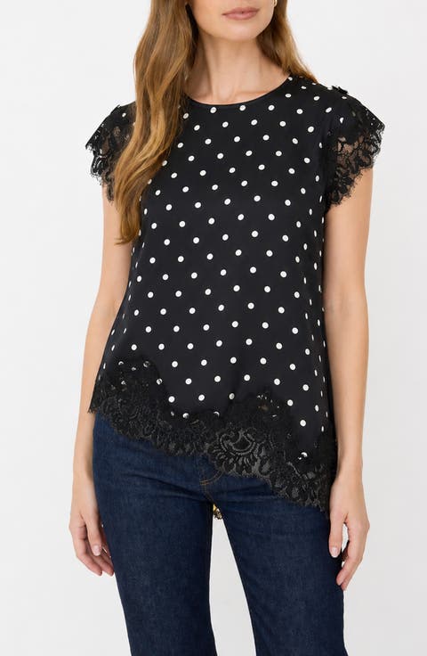 Polka Dot Lace Trim Top
