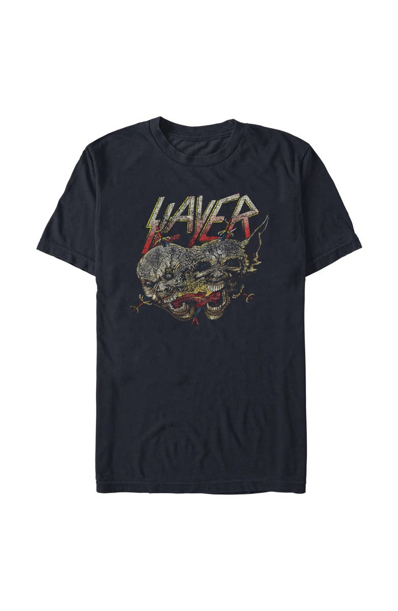 Slayer Men's Slayer Demon Faces Distressed Graphic T-Shirt, Alternate, color, Black