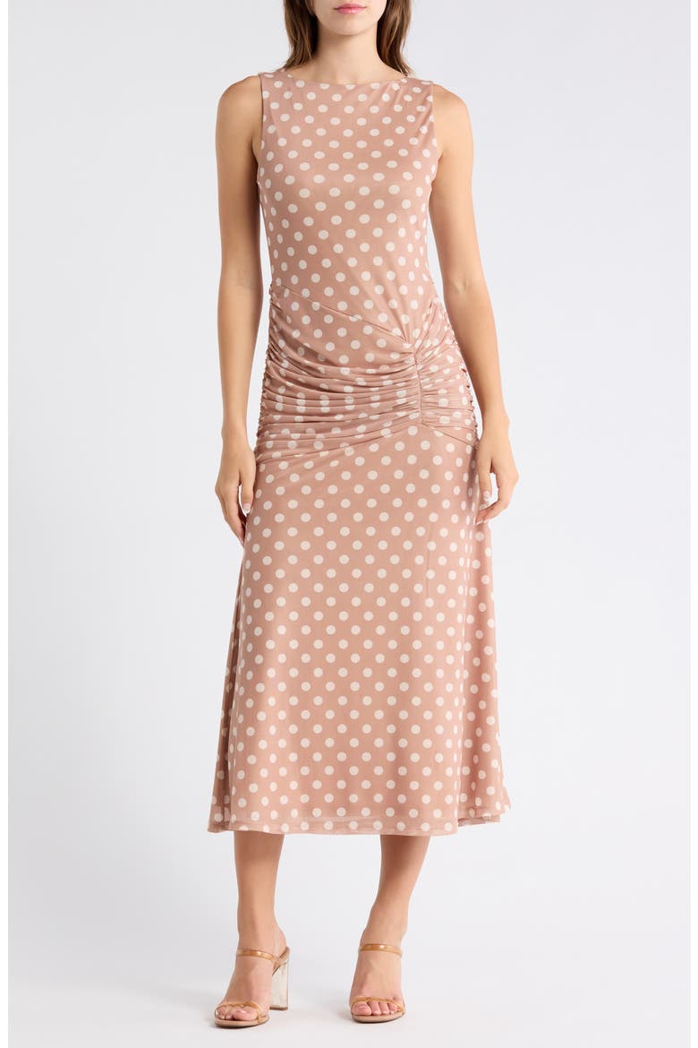 Loren Floral Print Sleeveless Dress, Main, color, PRALINE DOTS