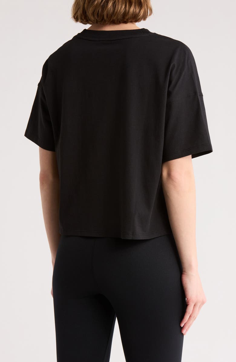 DKNY Varsity Satin Logo Boxy Crop T-Shirt, Alternate, color, 