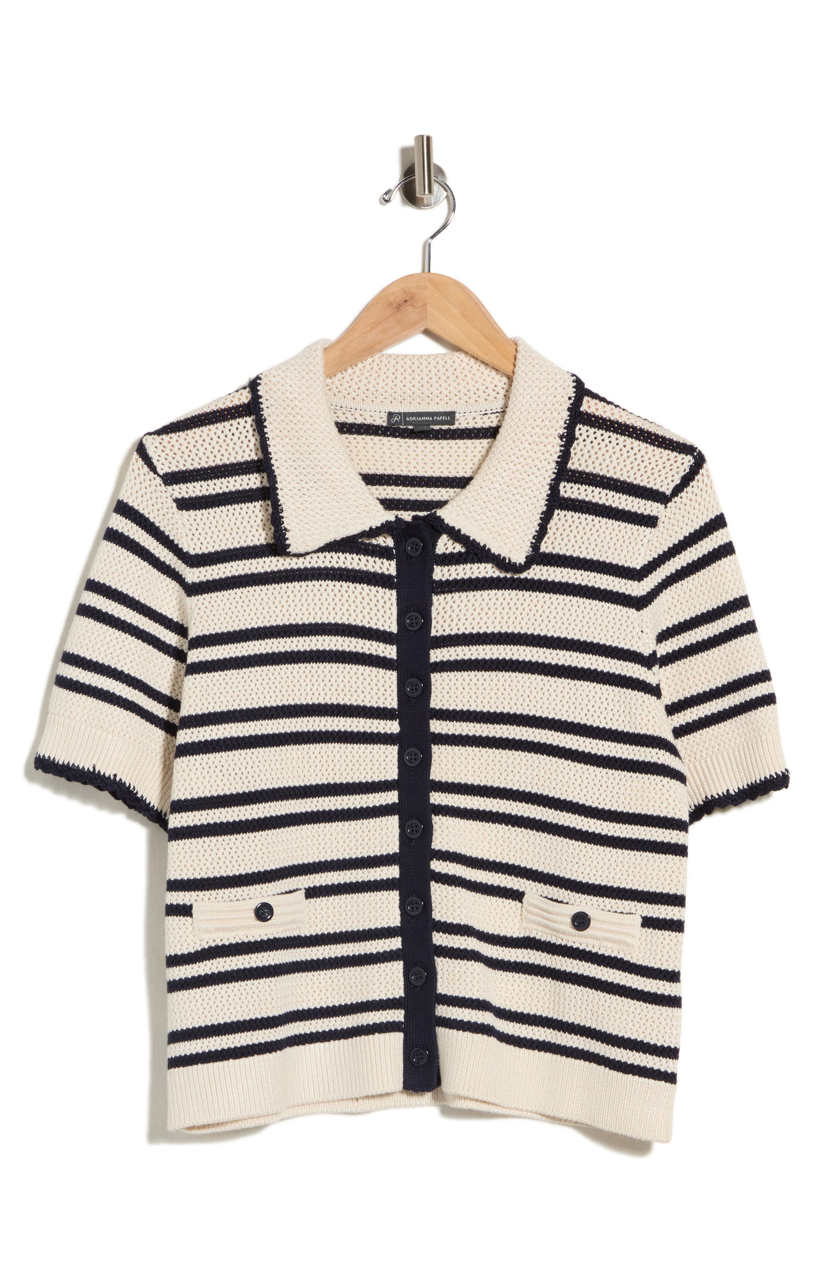 Stripe Short Sleeve Cardigan