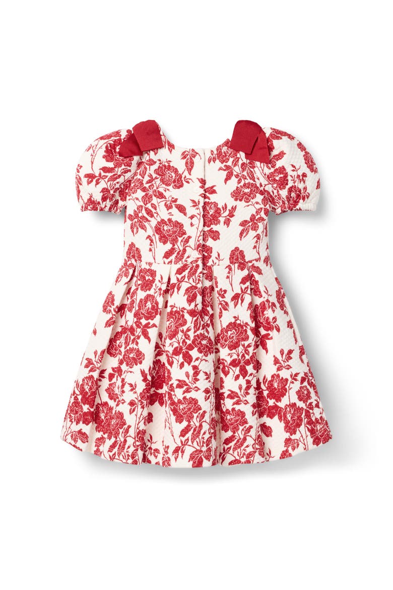 The Floral Quilted Bow Dress, Alternate, color, Red