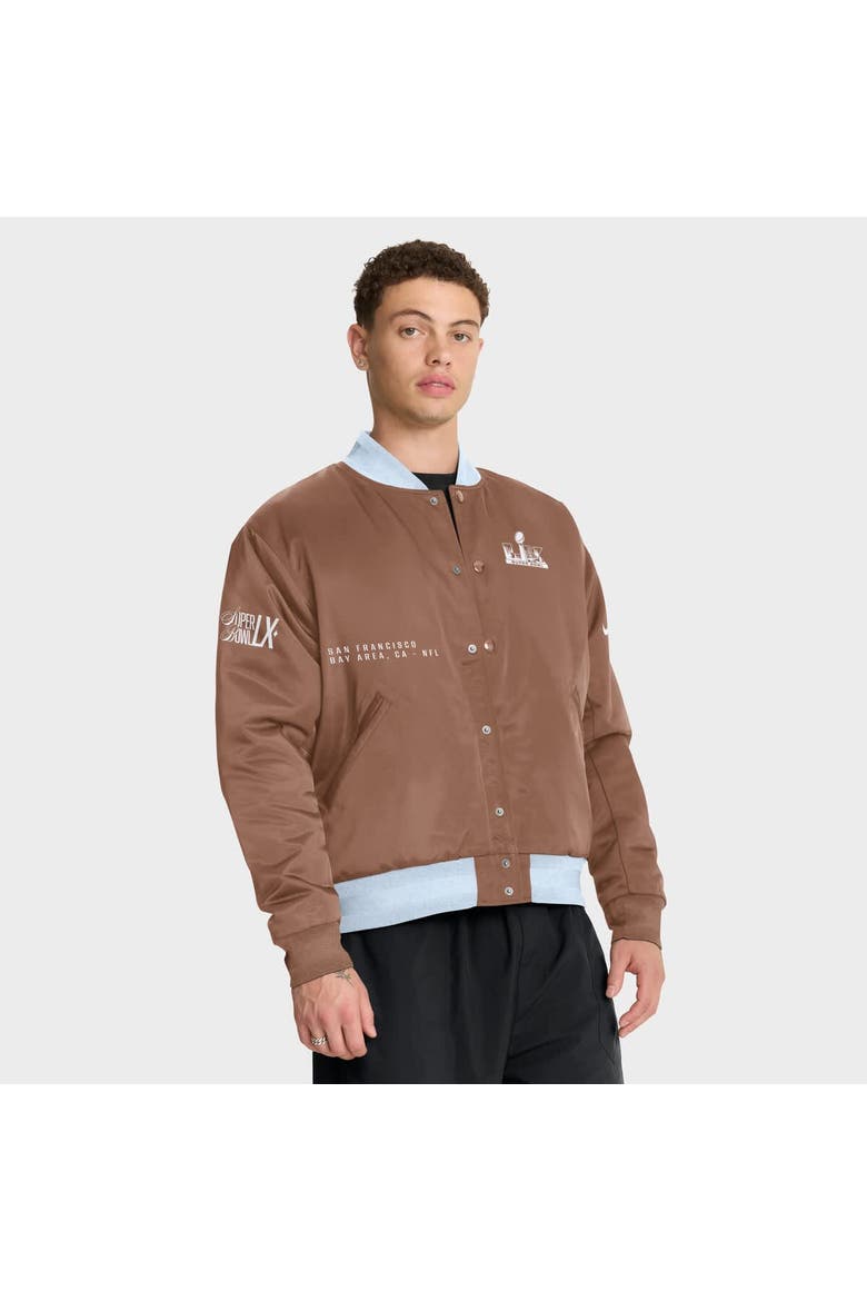 Men's Nike Brown Super Bowl LX Legacy Full-Snap Bomber Jacket, Main, color, Brown