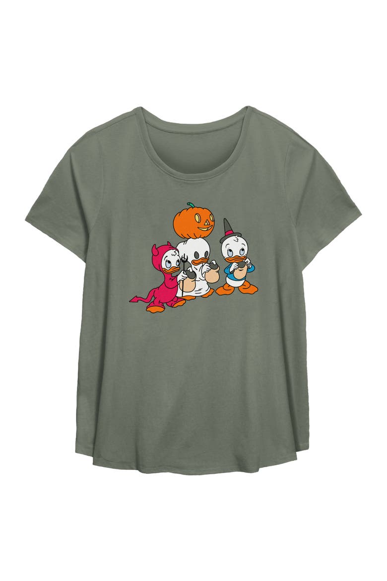 Women's DuckTales Halloween Trick or Treat Ducks  Graphic T-Shirt, Main, color, Sage Green