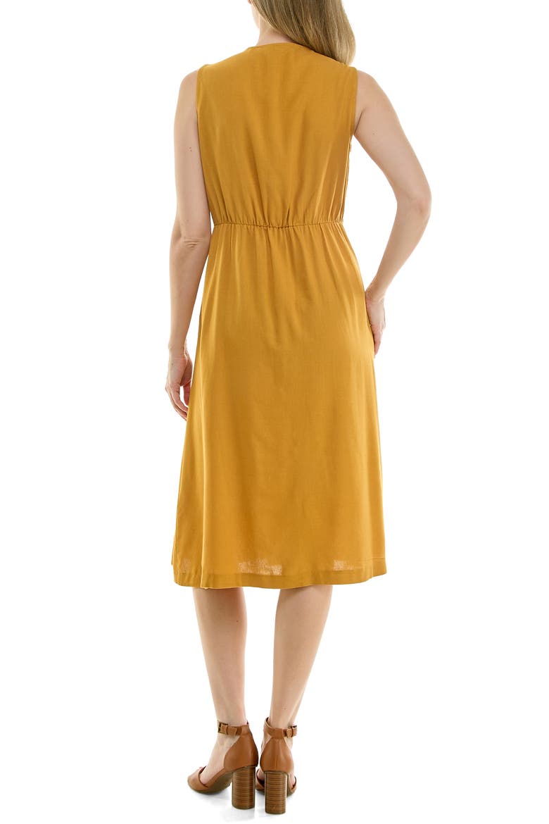 Pintucked Sleeveless Midi Dress, Alternate, color, GOLD