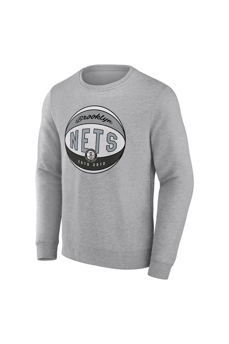 Men's Fanatics Branded Heathered Gray Brooklyn Nets True Classics Vint Pullover Sweatshirt, Alternate, color, Heather Gray