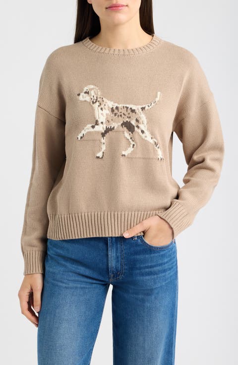 Dog Intarsia Crewneck Sweater