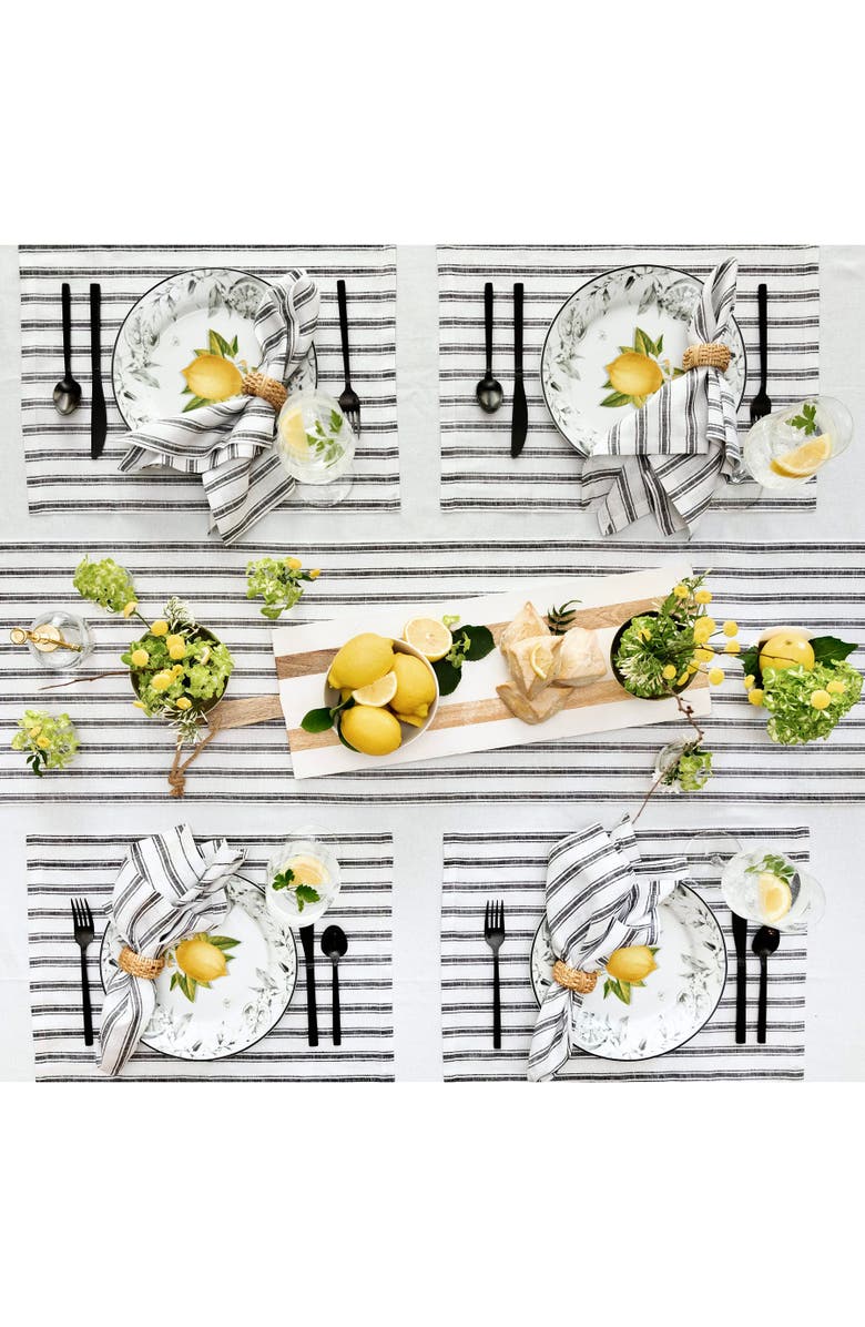 Solino Home Linen Table Runner for Dining Table, Holiday and Everyday Table Decor - Capri Ticking Stripe, Alternate, color, 