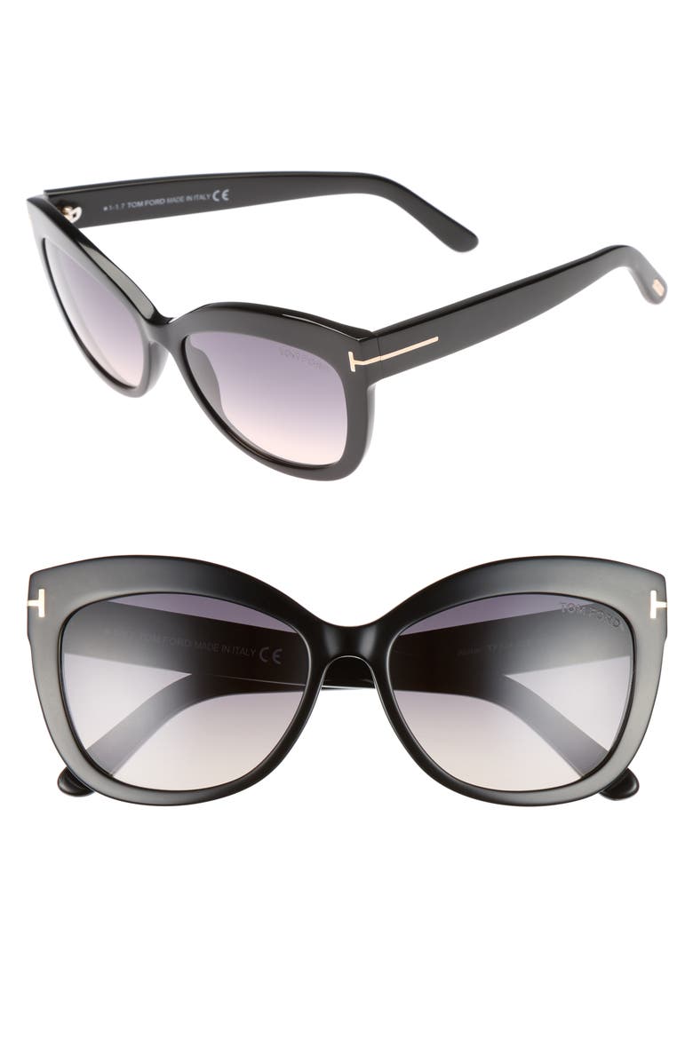 Alistair 56mm Gradient Sunglasses, Main, color, SHINY BLACK / GRADIENT SMOKE