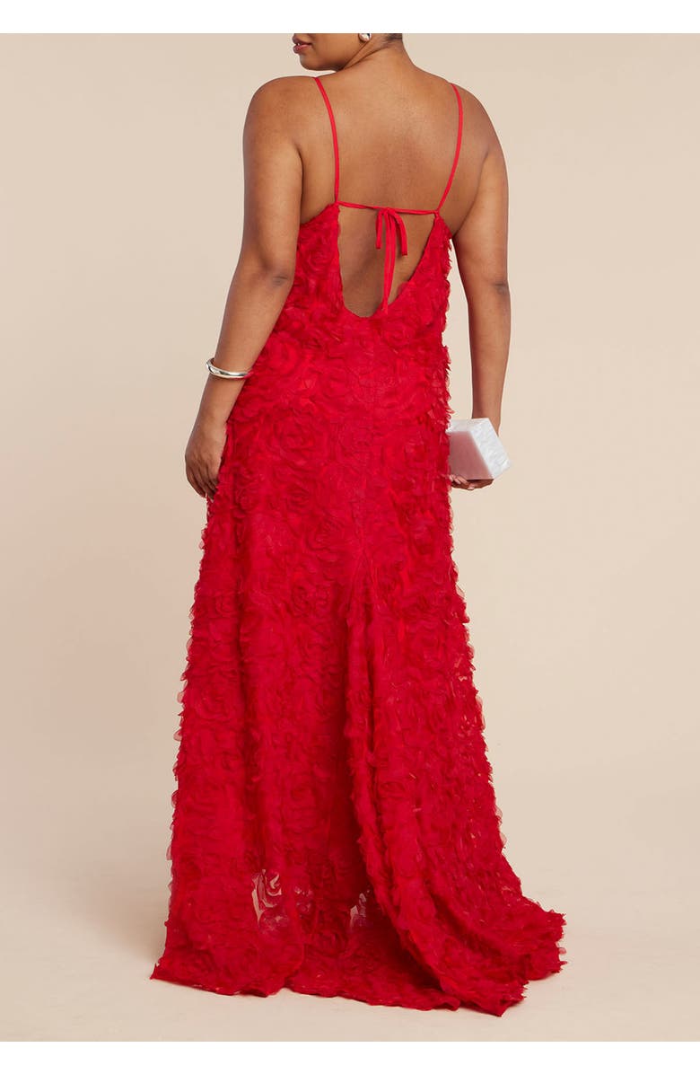 ELOQUII 3D Floral Texture Gown, Alternate, color, Goji Berry