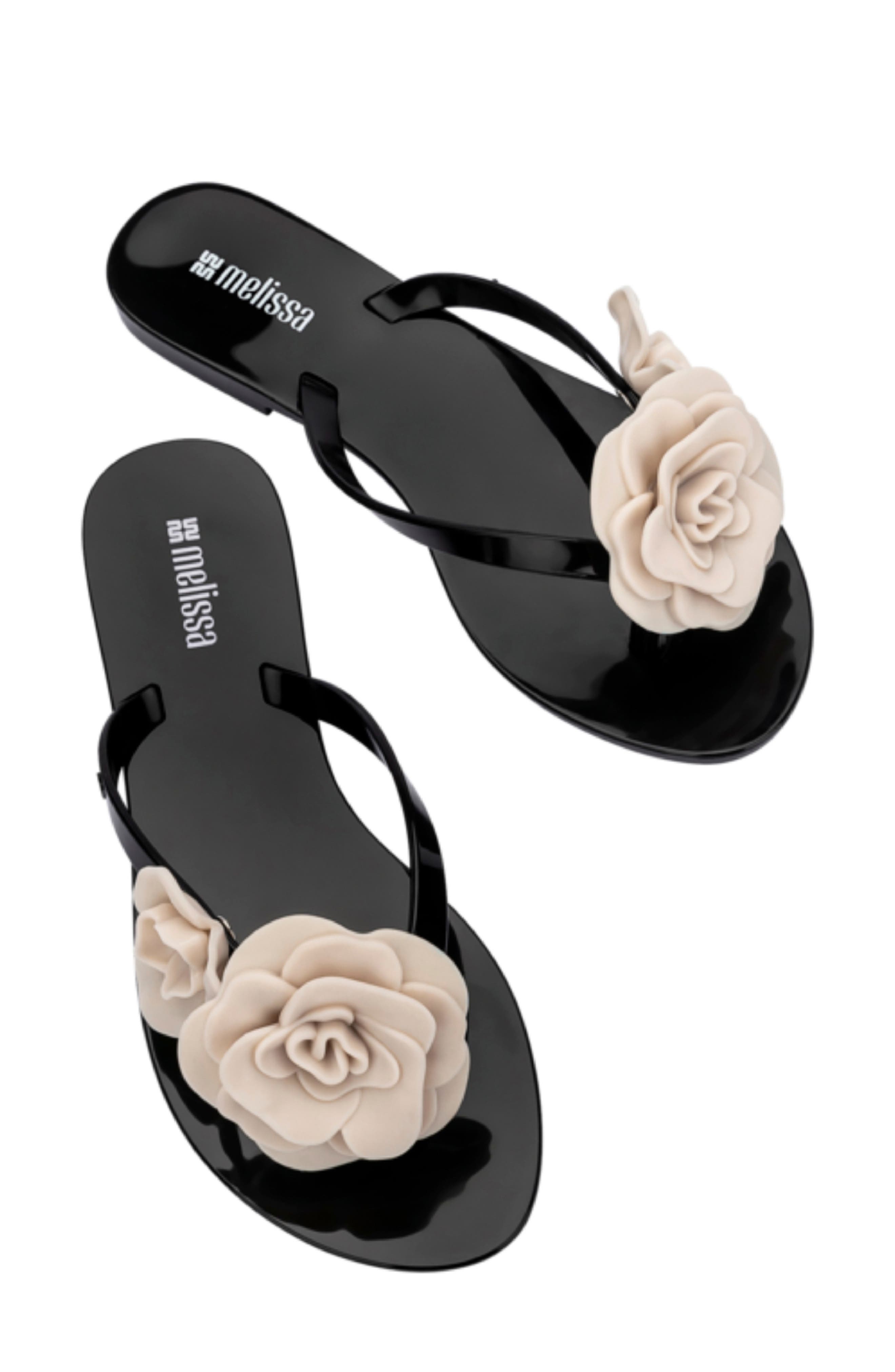 Melissa Harmonic Petals Flip Flop, Alternate, color, Black/ White