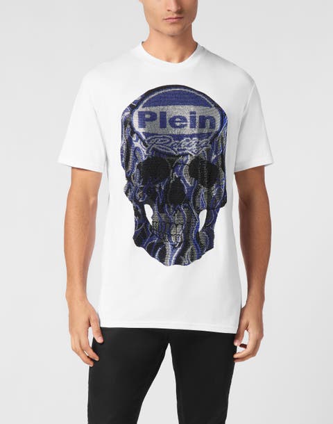 Jersey T-Shirt Round Neck Ss Strass Skull Men